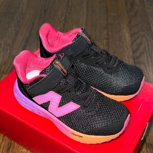 New Balance Kids' Black and Pink Sneakers